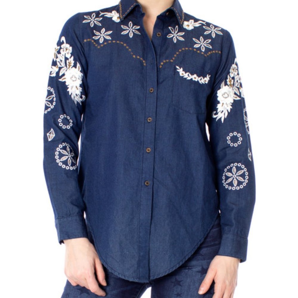Desigual Dark Blue Denim Shirt NWT Size L